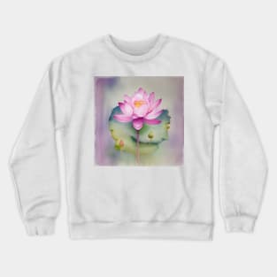 Large Pink Lotus Watercolour Flower Crewneck Sweatshirt
